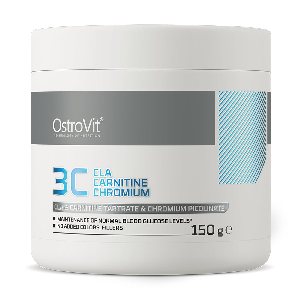Жироспалювач OstroVit 3C CLA Carnitine Chromium зі смаком малинового лимонаду з м'ятою, 150 г